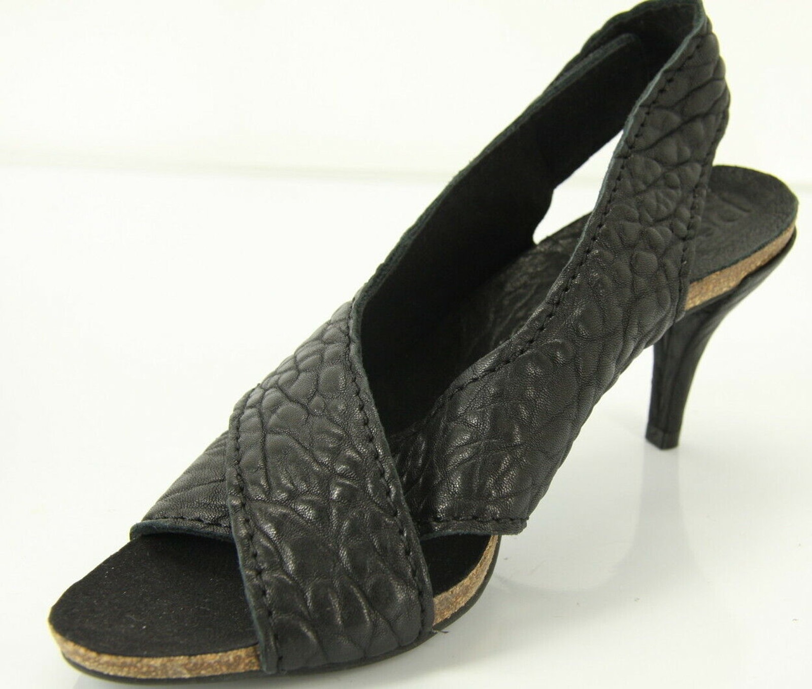 Pedro Garcia Black Leather Maggie Wide Strap Sandals